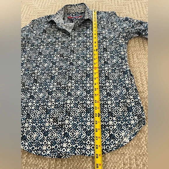 Robert Graham Men’s Small, Blu/wht, Pierson Geometric, Long Sleeve, Button down - Picture 8 of 9
